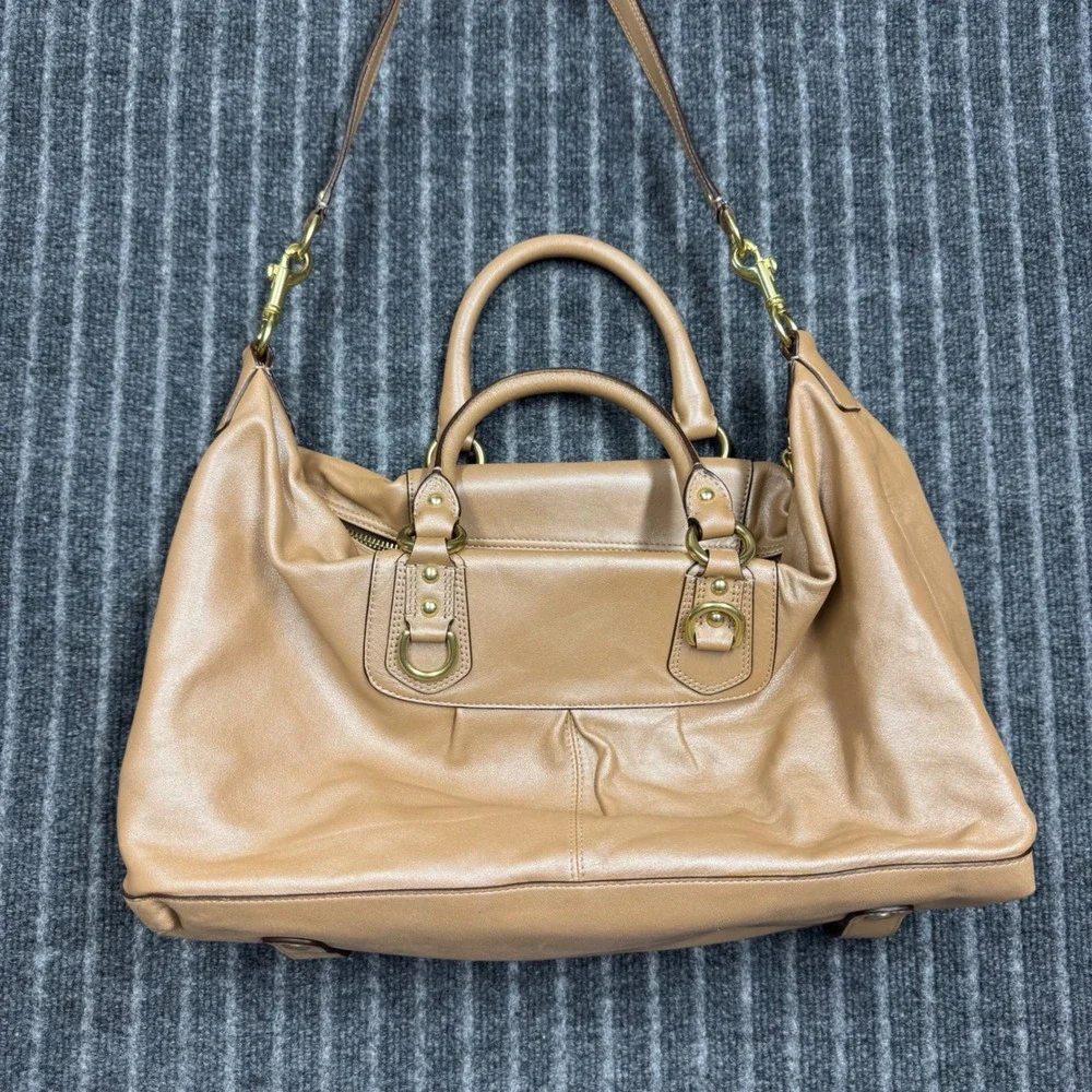 Coach Ashley Satchel Large Tan Leather Gold Hardware F15447 (2211)